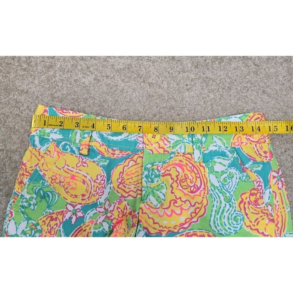 NWOT Lilly Pulitzer Walsh Shorts Pop Goes The Lemur Yellow Aqua Paisley Size 00 - Picture 8 of 8